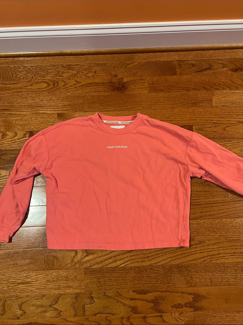 Calvin Klein Jeans Coral Crewneck Long Sleeve Sweatshirt Top